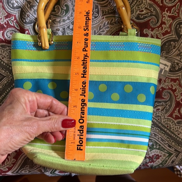 NWT - Tiannl- Handbag with beautiful bright colors and a great bamboo handle. - Picture 9 of 11